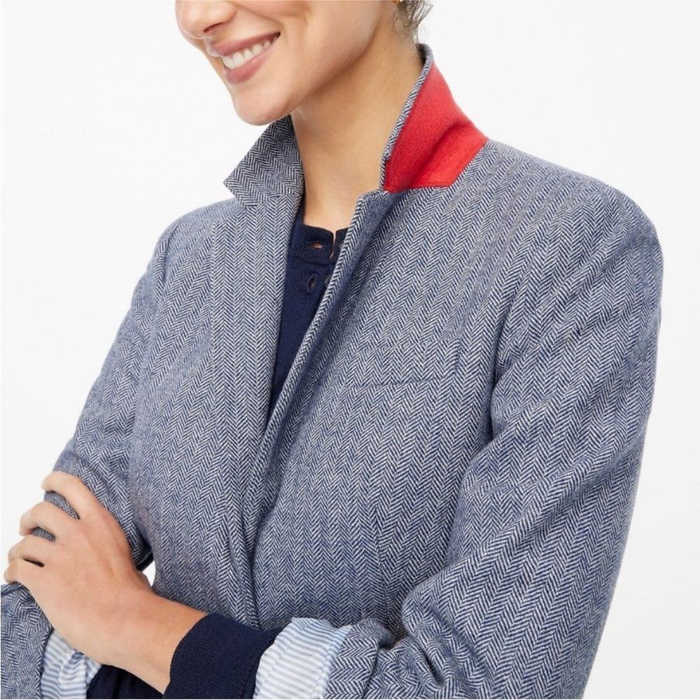 J. Crew Petite Gray Herringbone Wool Blend Schoolboy Blazer - Picture 4 of 8